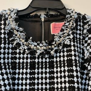 Kate spade multi tweed jeweled neck dress